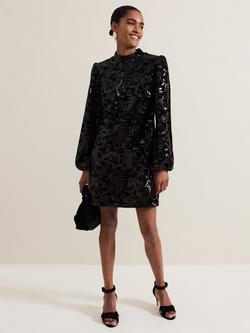 Phase Eight Trudy Sequin Dress, Black, Black