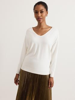 Phase Eight Senita V-Neck Jumper, Winter White