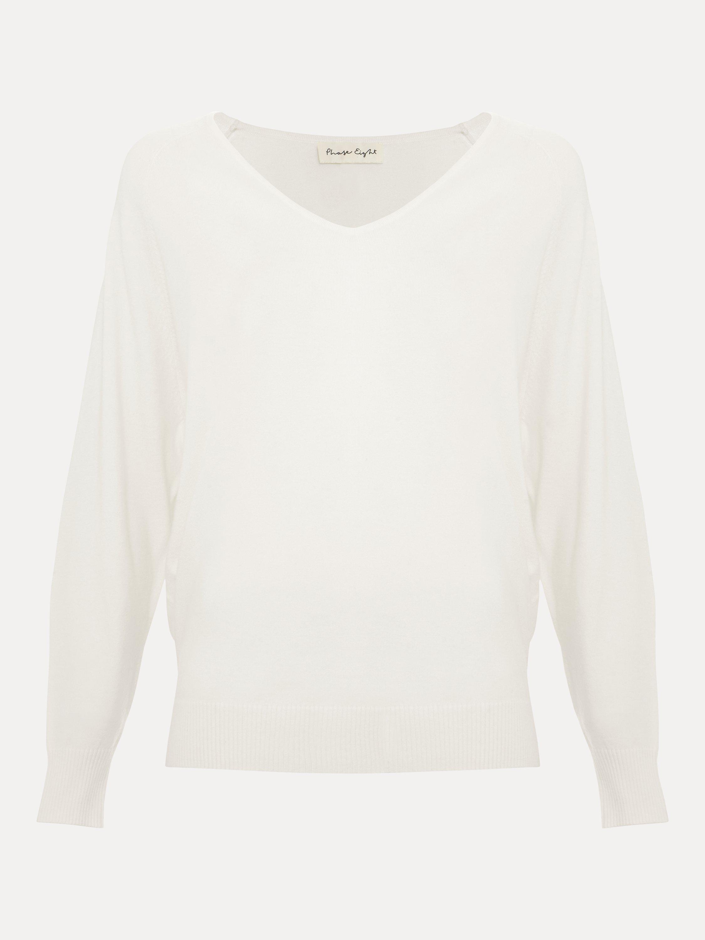Product image 6 of 6, which shows Phase Eight Senita V-Neck Jumper, Winter White, XS