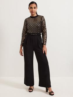 Phase Eight Petite Amelia Jumpsuit, Black/Multi, Black/Multi