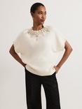 Phase Eight Allie Jewelled Knit Top, Ivory