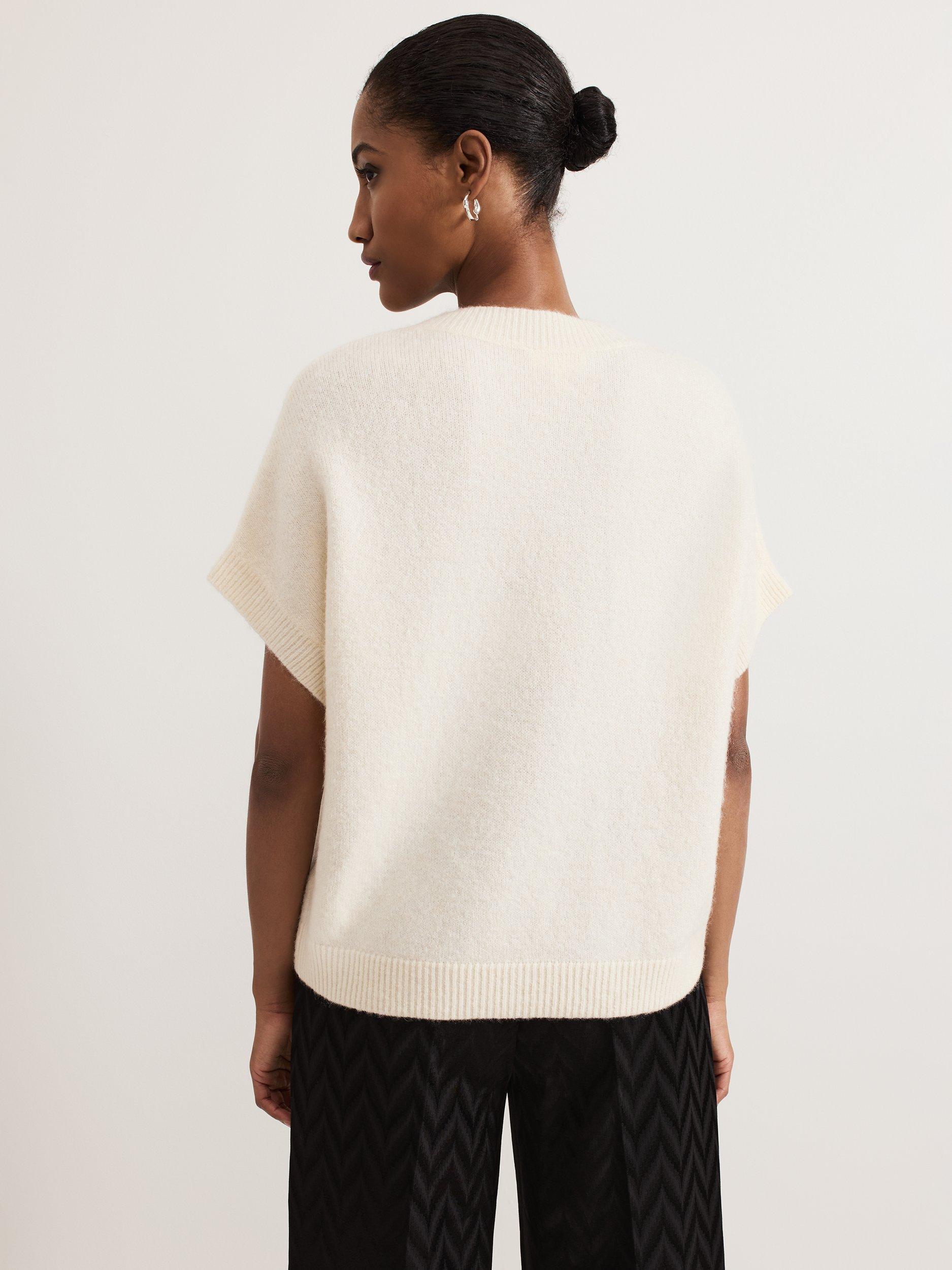 Product image 2 of 7, which shows Phase Eight Allie Jewelled Knit Top, Ivory, S