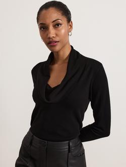 Phase Eight Lottie Cowl Neck Knit Top, Black, Black