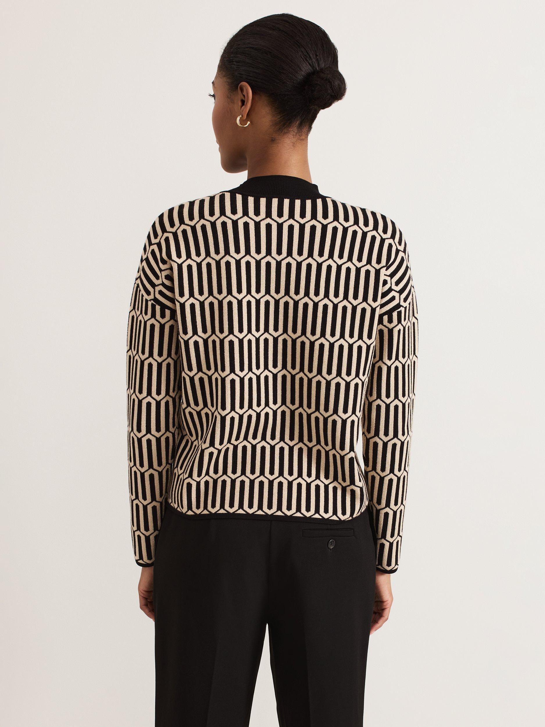 Phase Eight Tanya Geometric Knit Top Gunmetal