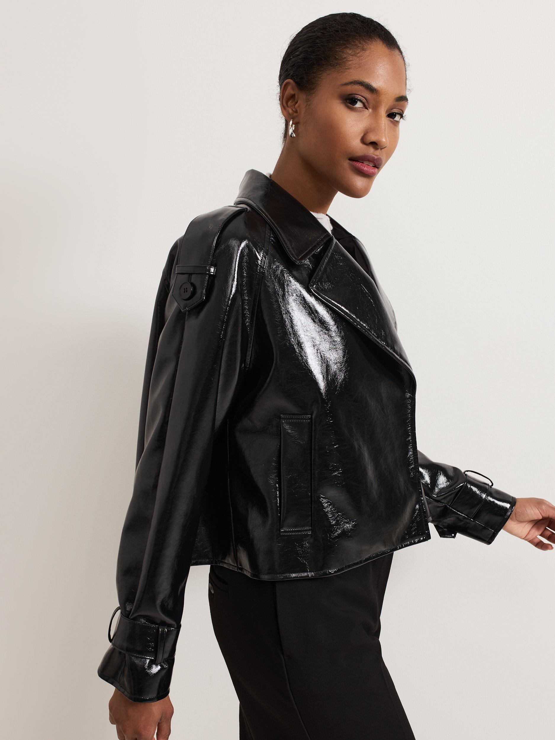 Product image 7 of 7, which shows Phase Eight Fayette Trench Jacket, Black, 8