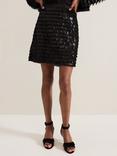 Phase Eight Dolly Sequin Tassel Mini Skirt, Black