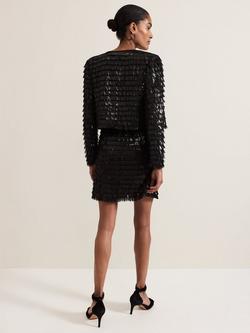 Phase Eight Dolly Sequin Tassel Mini Skirt, Black - view 2, Black