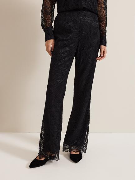 Phase Eight Livana Lace Trousers, Black, Black