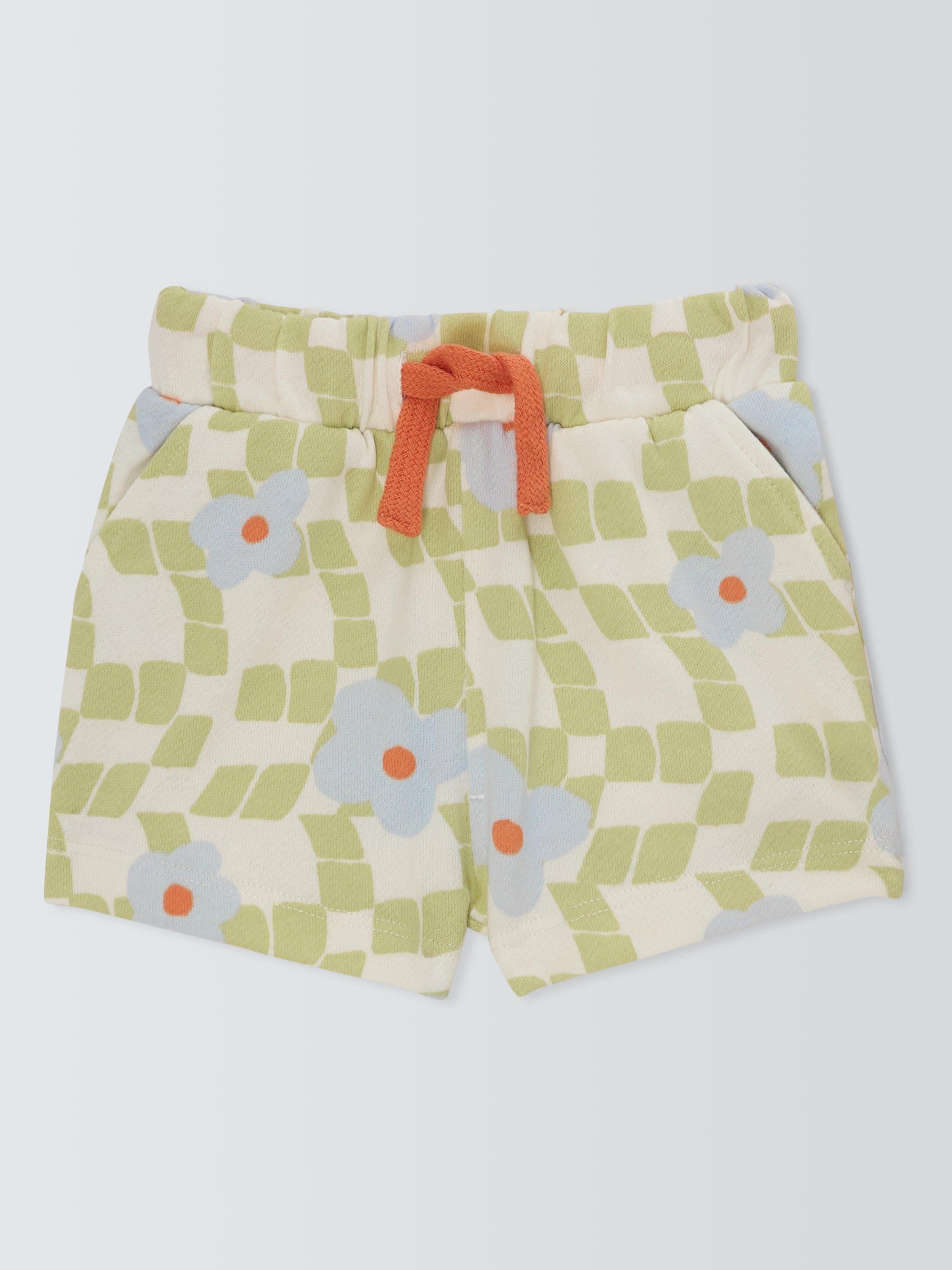Product image 1 of 3, which shows John Lewis ANYDAY Baby Shorts, Green Check Floral, 3-6 months