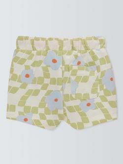 John Lewis ANYDAY Baby Shorts, Green Check Floral - view 2, Green Check Floral