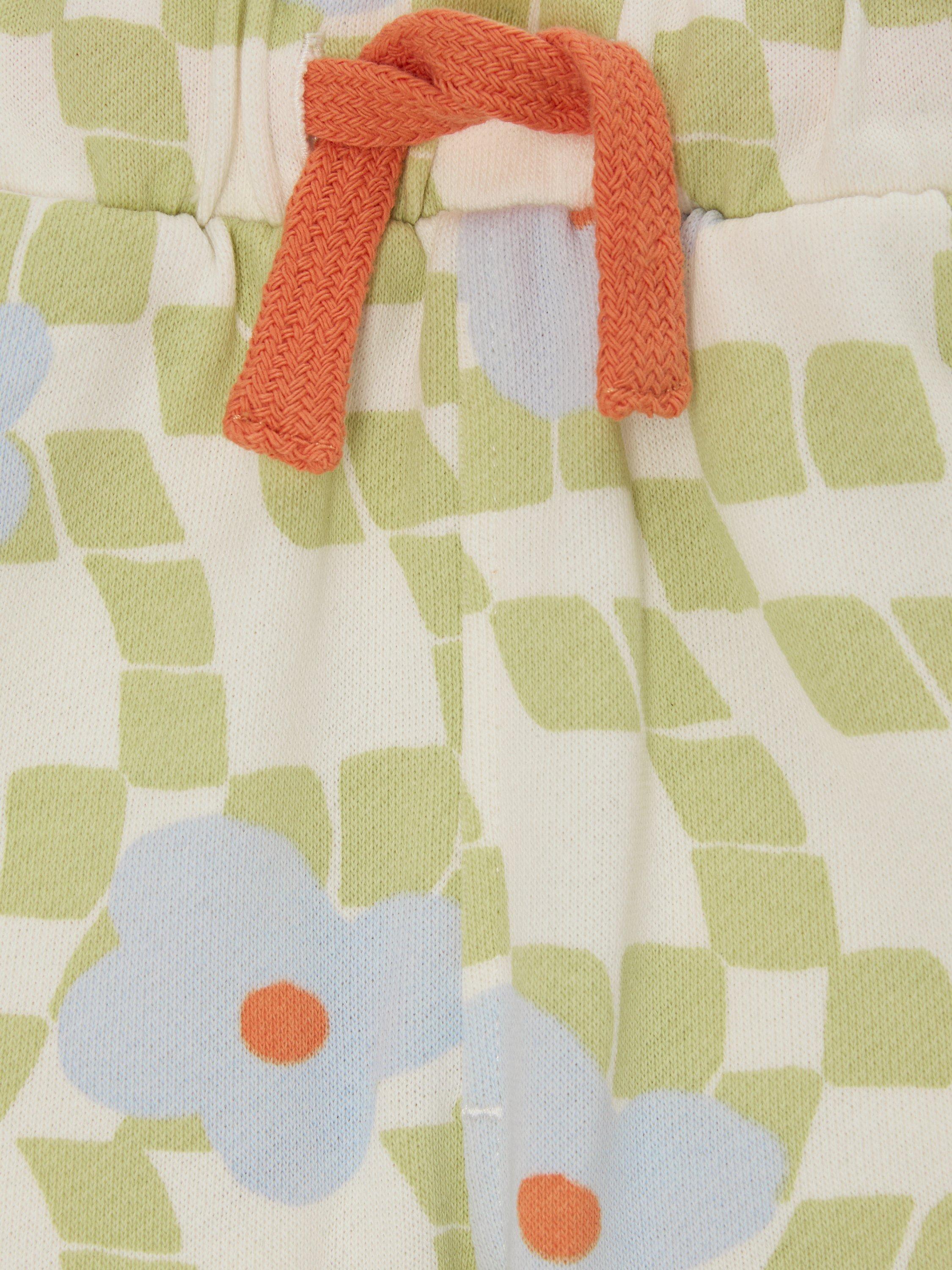 Product image 3 of 3, which shows John Lewis ANYDAY Baby Shorts, Green Check Floral, 3-6 months