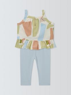 John Lewis ANYDAY Baby Abstract Linen Blend Top and Leggings, Multi/Blue - view 2, Multi/Blue