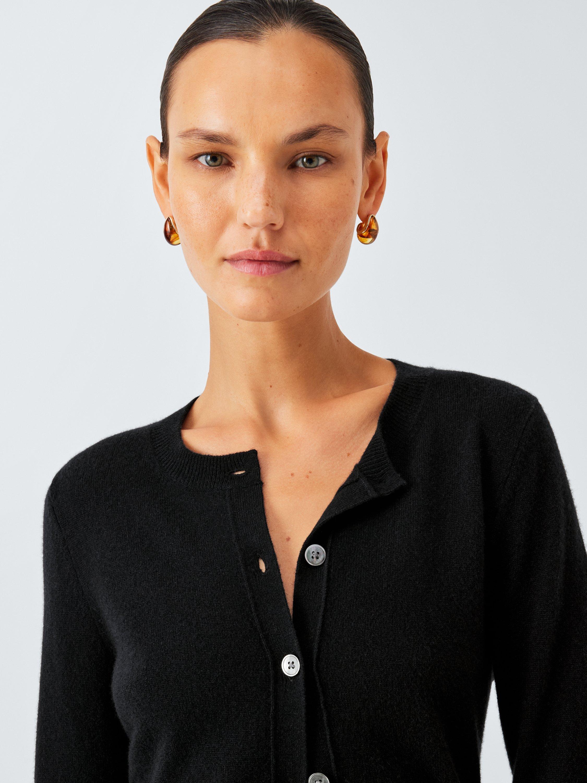Product image 6 of 7, which shows John Lewis Cashmere Crew Neck Cardigan, Black, 8