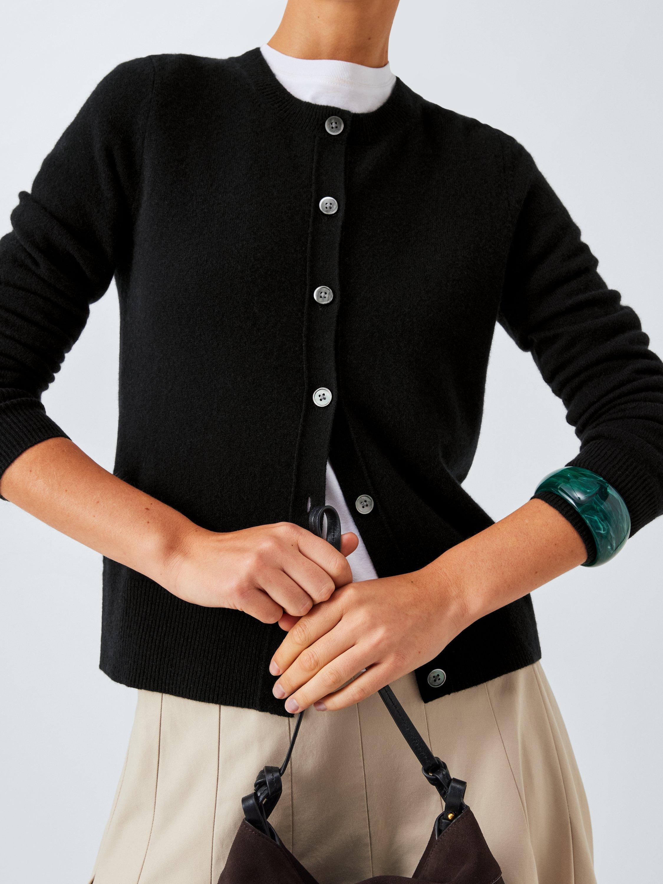 Product image 7 of 7, which shows John Lewis Cashmere Crew Neck Cardigan, Black, 8