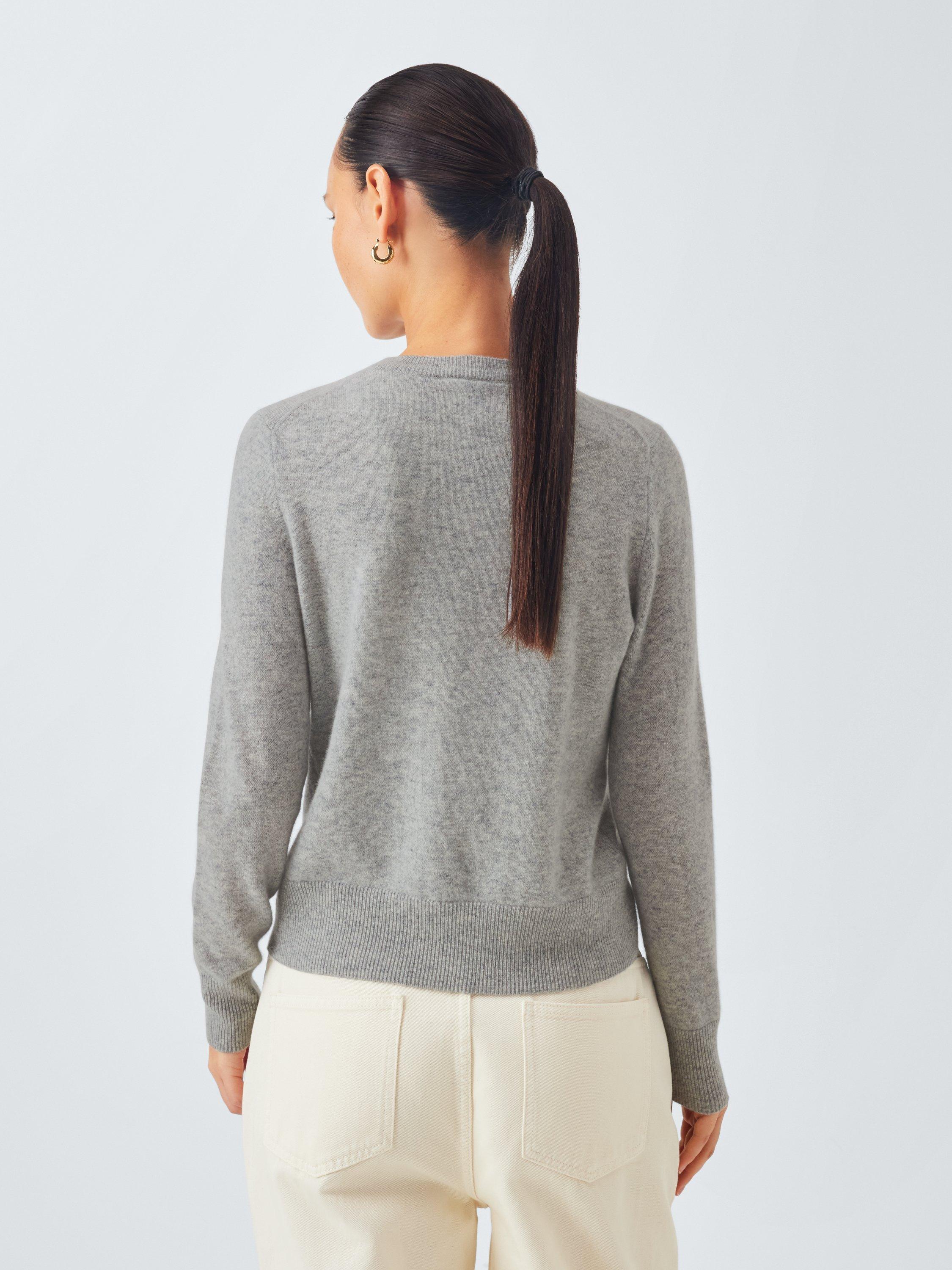 Product image 2 of 7, which shows John Lewis Cashmere Crew Neck Cardigan, Grey, 8