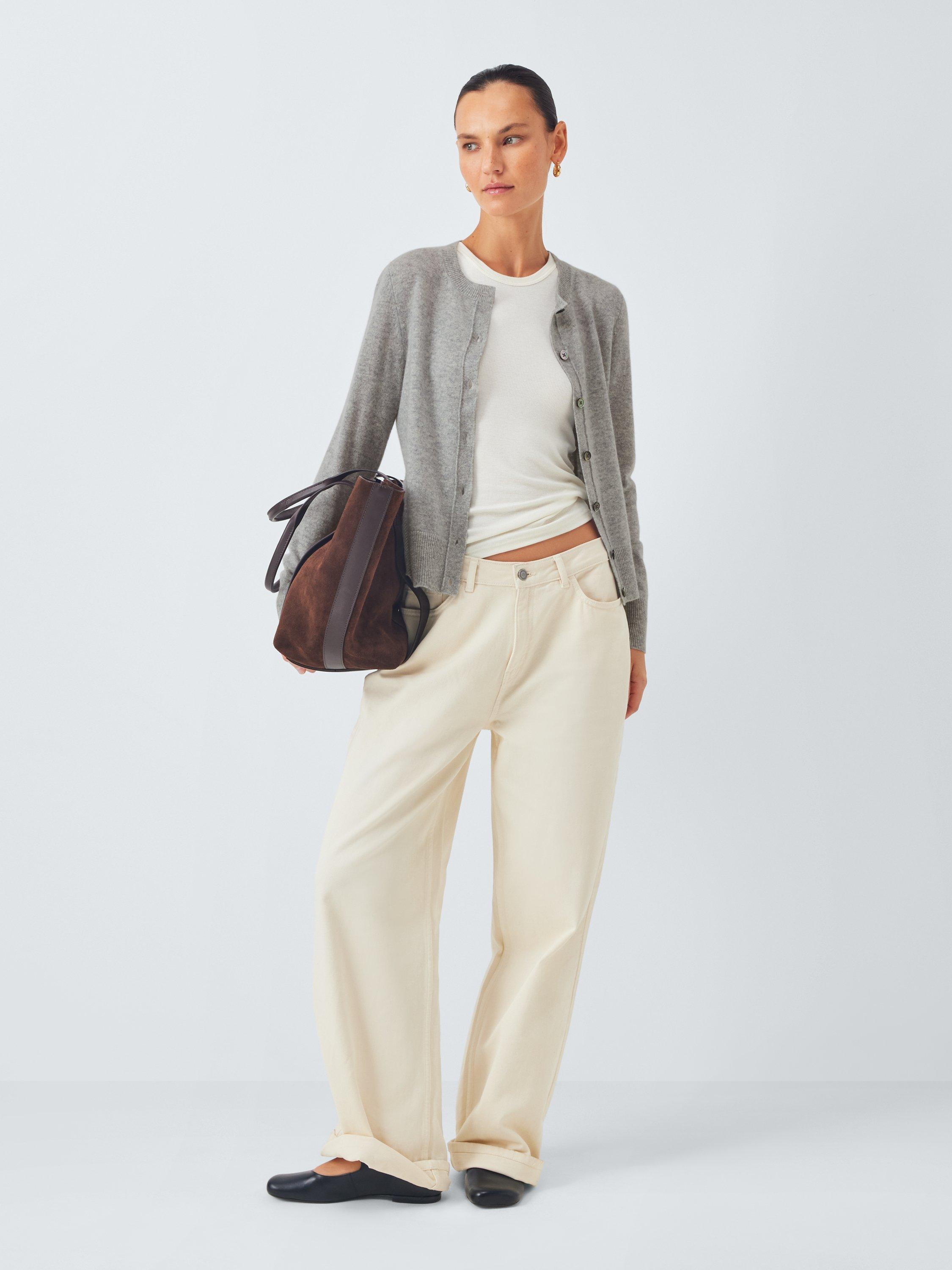 Product image 4 of 7, which shows John Lewis Cashmere Crew Neck Cardigan, Grey, 8