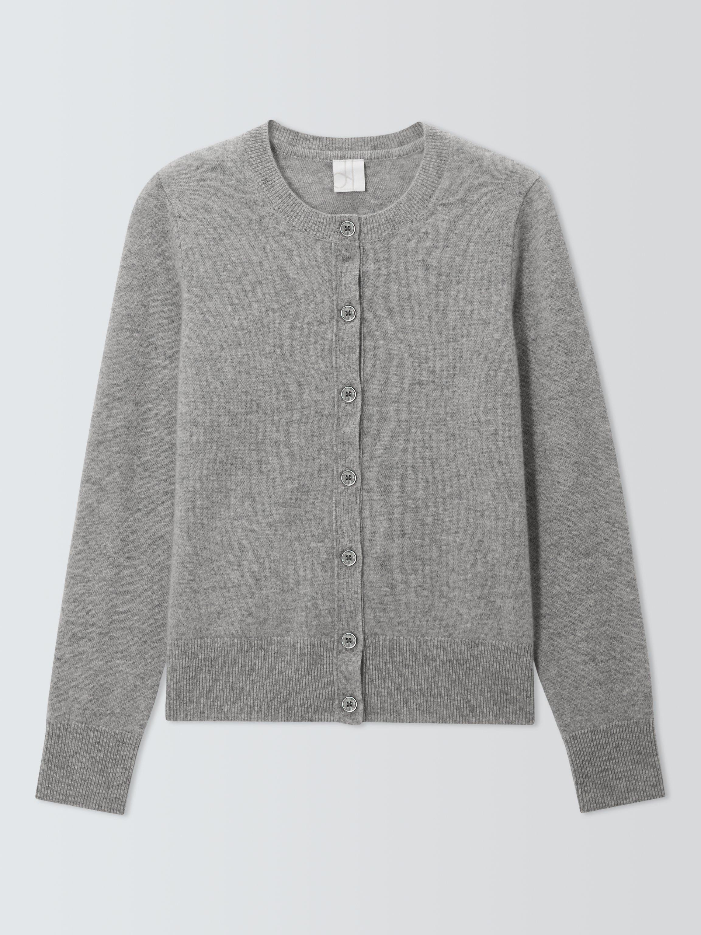 Product image 5 of 7, which shows John Lewis Cashmere Crew Neck Cardigan, Grey, 8