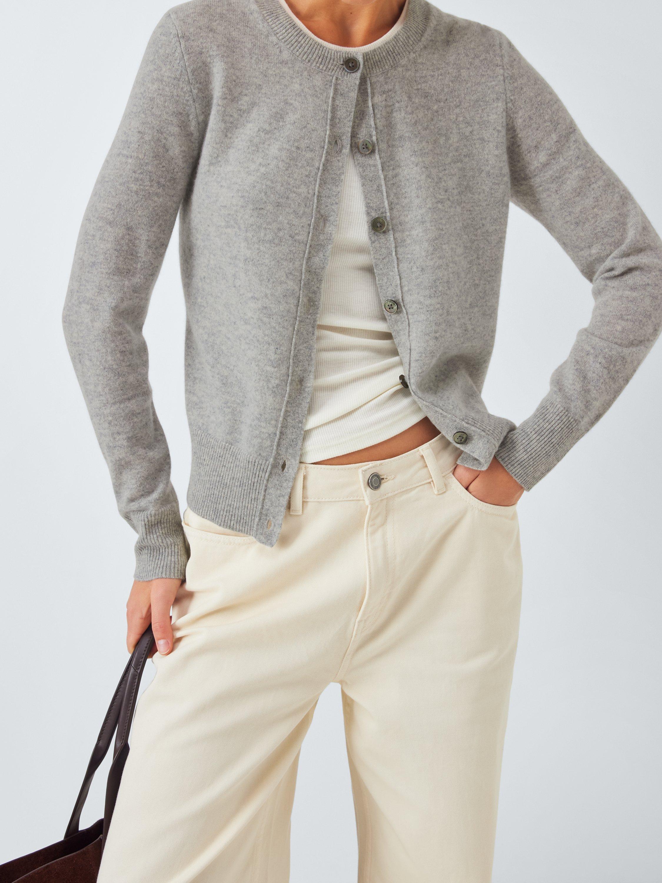 Product image 7 of 7, which shows John Lewis Cashmere Crew Neck Cardigan, Grey, 8