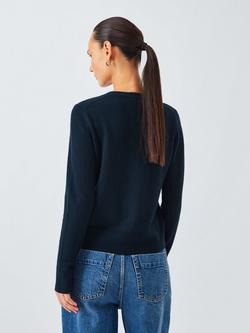 John Lewis Cashmere Crew Neck Cardigan - view 2, Navy
