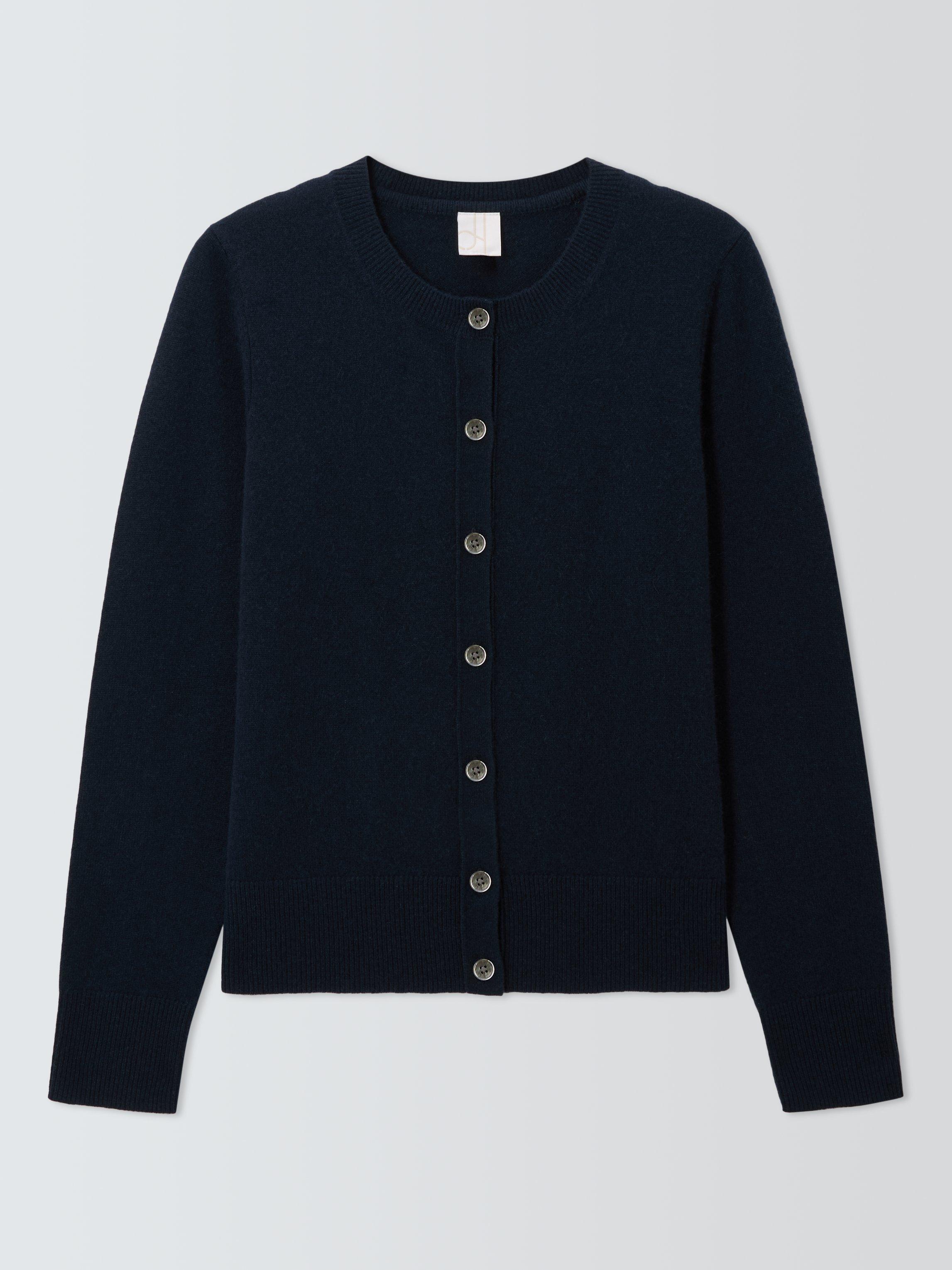 John Lewis Cashmere Crew Neck Cardigan, Navy
