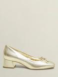 Hobbs Andie Leather Heeled Ballerina Courts, Gold