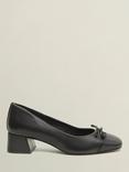 Hobbs Andie Leather Heeled Ballerina Courts, Black