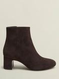 Hobbs Rochelle Suede Heeled Ankle Boots, Chocolate Brown