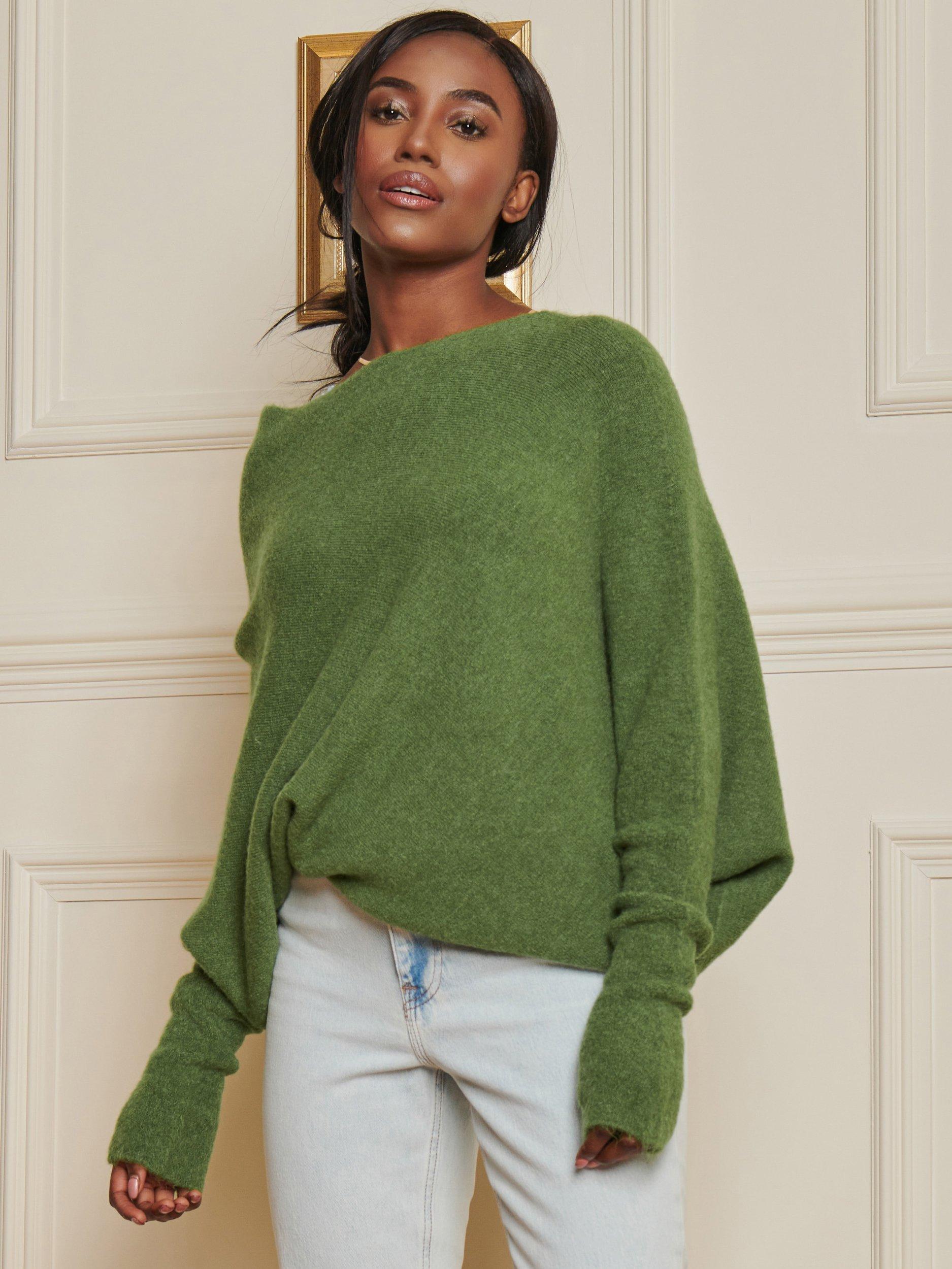 Jolie Moi Soft Knit Wool Blend Jumper Olive Green