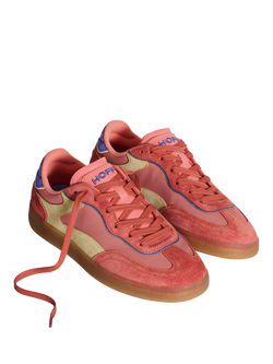 HOFF Park Pink Leather Blend Lace Up Trainers, Pink/Multi - view 2, Pink/Multi