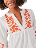 Accessorize Embroidered Flute Sleeve Beach Dress, Ivory