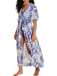 Accessorize Palm Maxi Kaftan, Blue/White