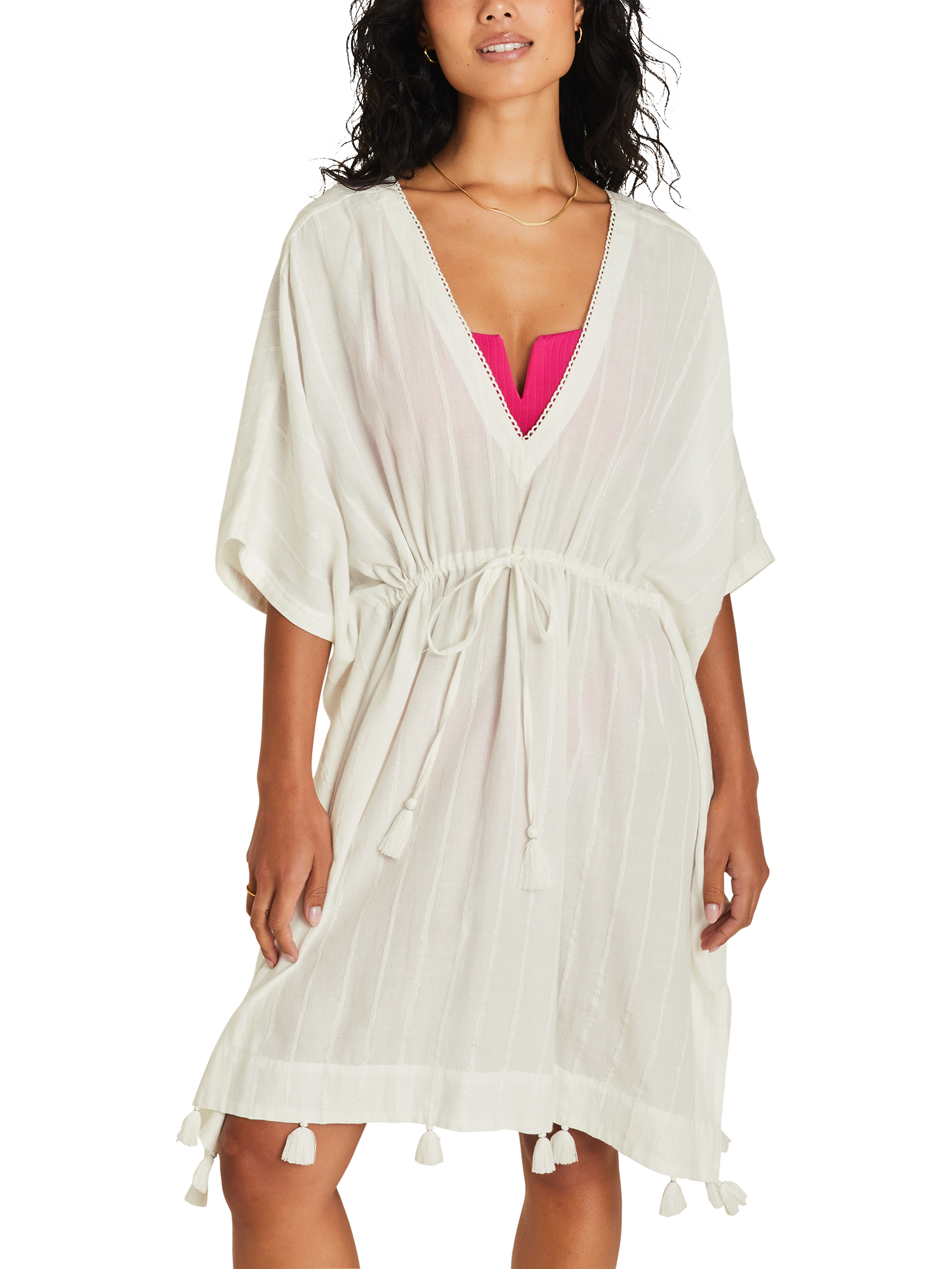 Accessorize Glitter Stripe Kaftan White