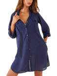 Accessorize Linen Blend Beach Shirt, Navy