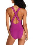 Accessorize Crinkle Cross Back Swimsuit, Purple