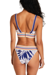 Accessorize Palm Print Elastic Trim Bikini Top, Blue/Multi