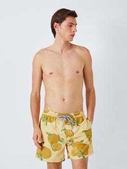 John Lewis Grapefruit Printed Swim Shorts, Yellow Multi, Yellow Multi