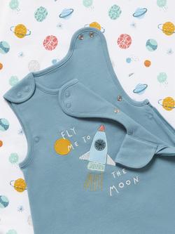 John Lewis Space Baby Sleeping Bag, 0.5 + 1.5 Tog, Pack of 2, Blue - view 2, Blue