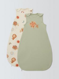 John Lewis Lions Baby Sleeping Bag, 1.5 Tog, Pack of 2, Multi, Multi