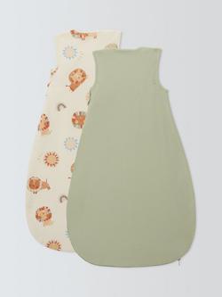 John Lewis Lions Baby Sleeping Bag, 1.5 Tog, Pack of 2, Multi - view 2, Multi