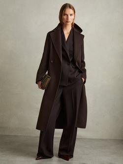 Reiss Lucia Wool Blend Coat, Chocolate, Chocolate