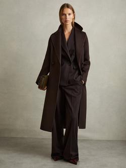 Reiss Lucia Wool Blend Coat, Chocolate - view 2, Chocolate