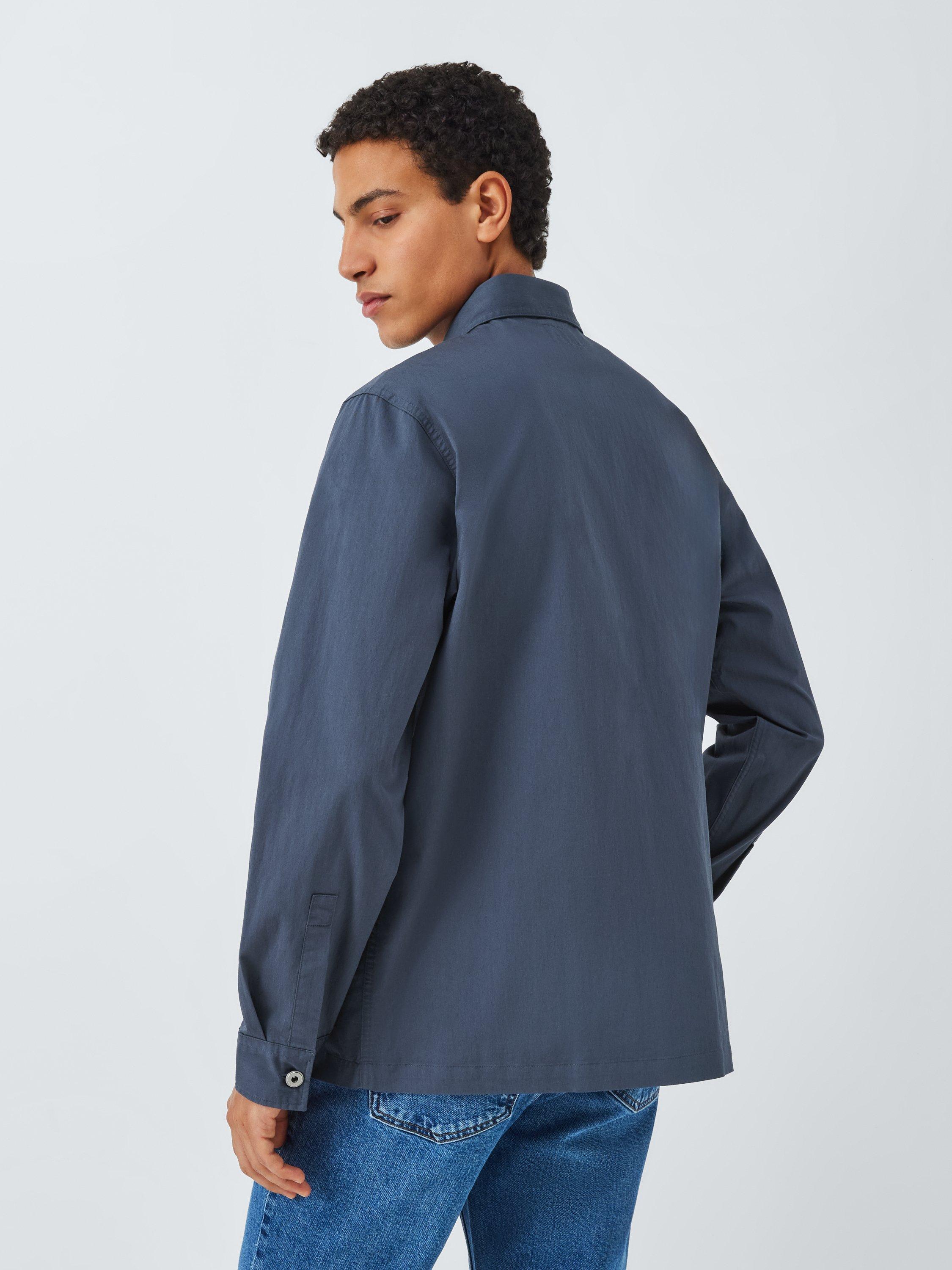 Product image 2 of 6, which shows John Lewis ANYDAY Cotton Blend Regular Fit Pocket Overshirt, India Ink, S