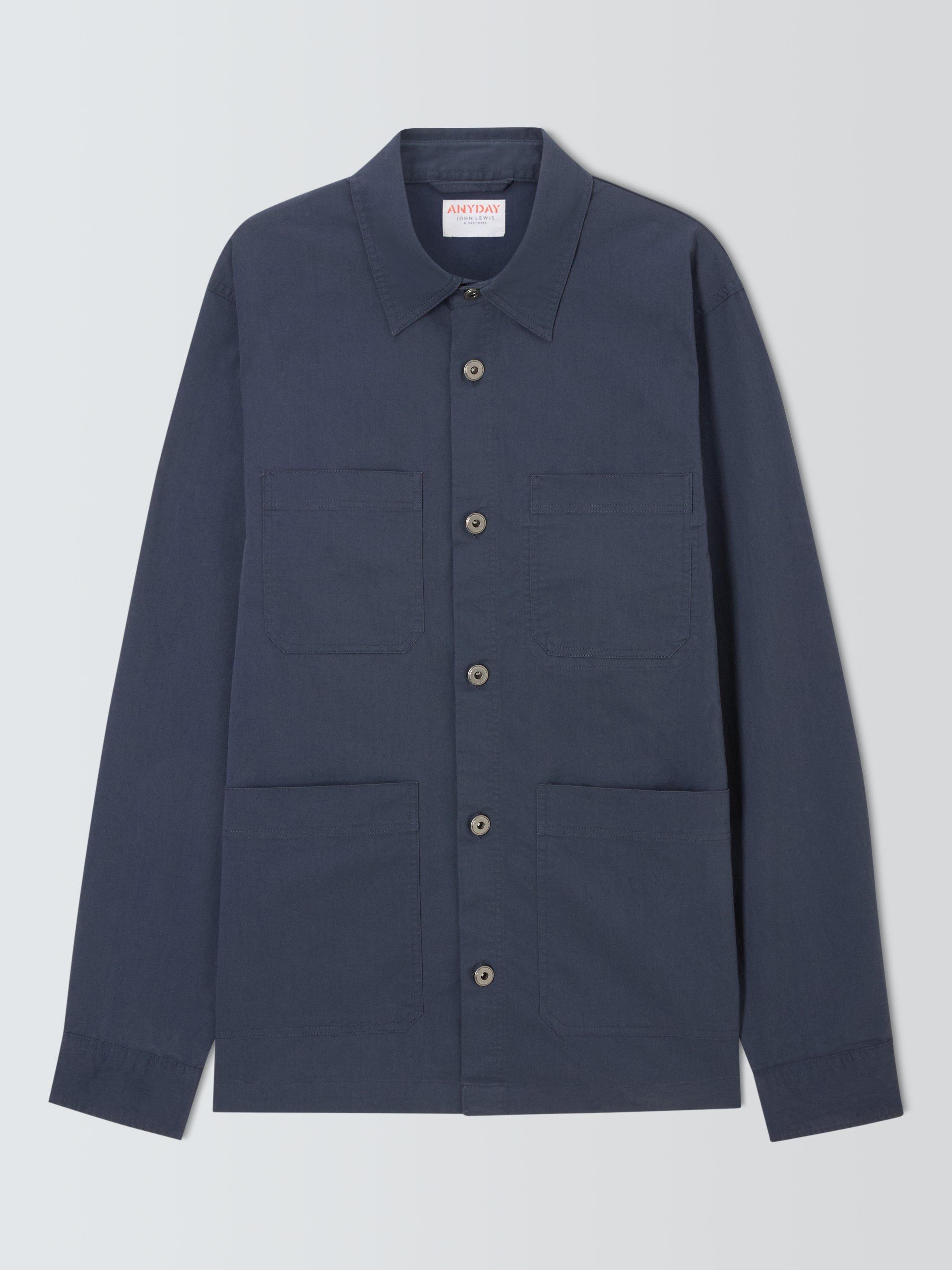 Product image 4 of 6, which shows John Lewis ANYDAY Cotton Blend Regular Fit Pocket Overshirt, India Ink, S