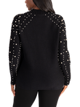 chesca High Neck Pearl Detail Jumper, Black