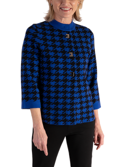 chesca Houndstooth Jacket, Cobalt/Black, Cobalt/Black