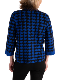 chesca Houndstooth Jacket, Cobalt/Black - view 2, Cobalt/Black