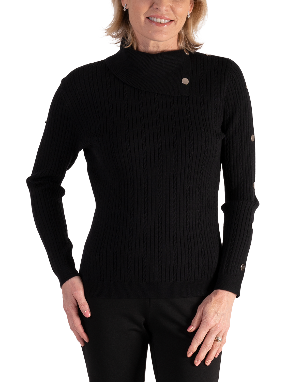 Women's black cowl neck jumper sales