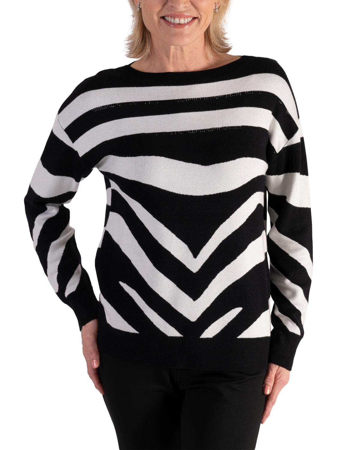 chesca Zebra Jumper, Black/White