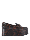 Kurt Geiger London Mayfair Snake Effect Platform Loafers, Brown