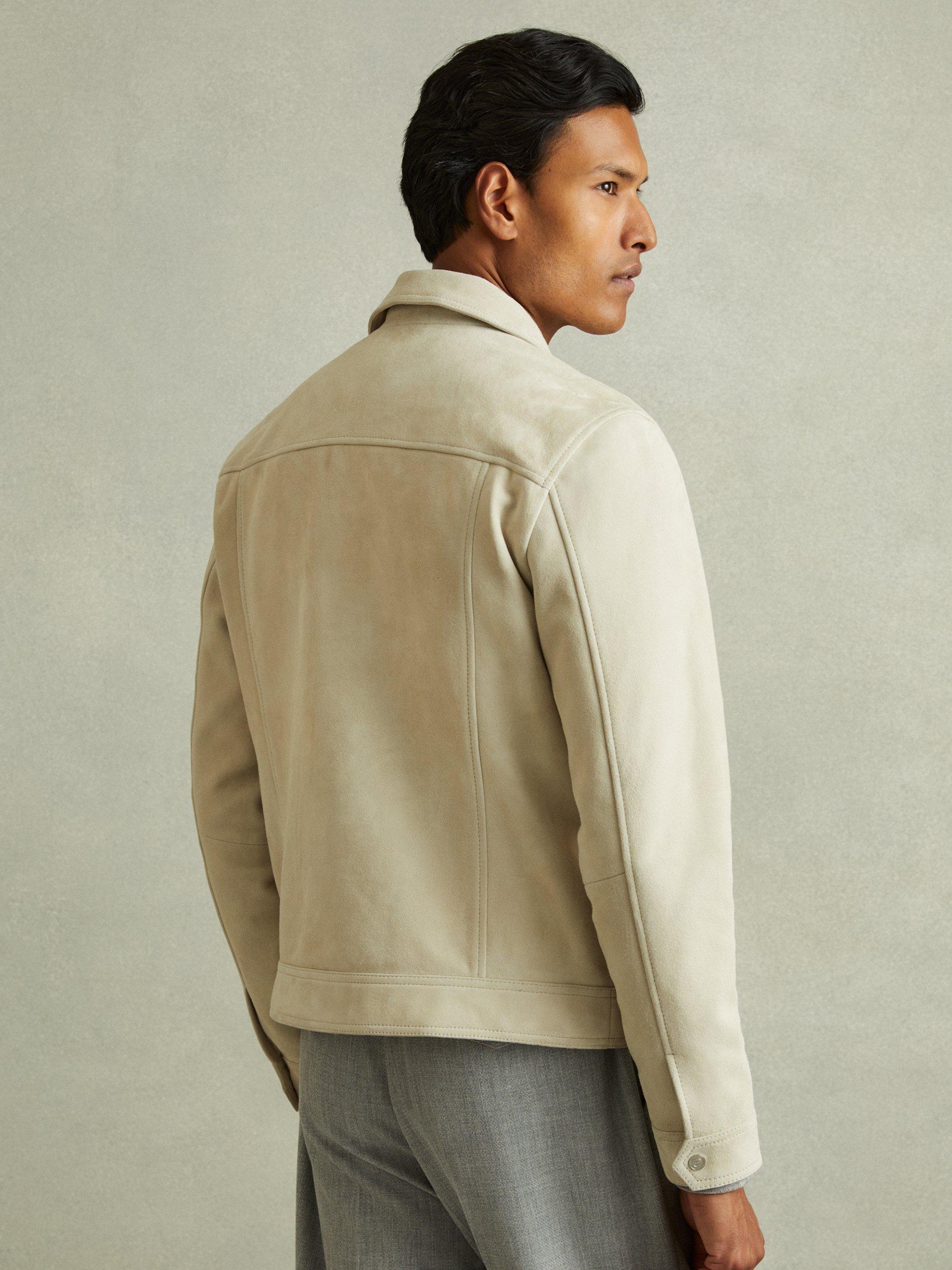 Product image 2 of 5, which shows Reiss Eden Leather Jacket, Off White, S